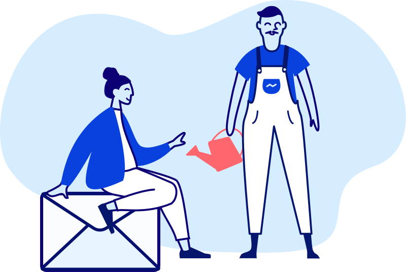 Illustration de deux personnes communiquant par ordinateur